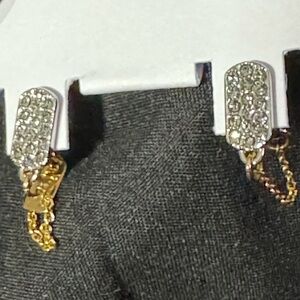 Vintage Coach Gold Pave Drop Chain Earrings